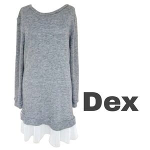 NWT Dex Soft, long Tunic Sweater w Chiffon trim hem